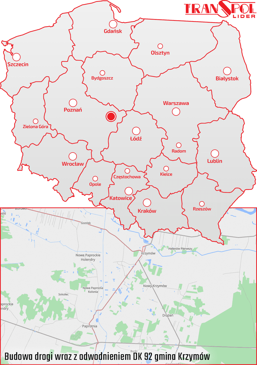 Droga krajowa 92 gmina Krzymów